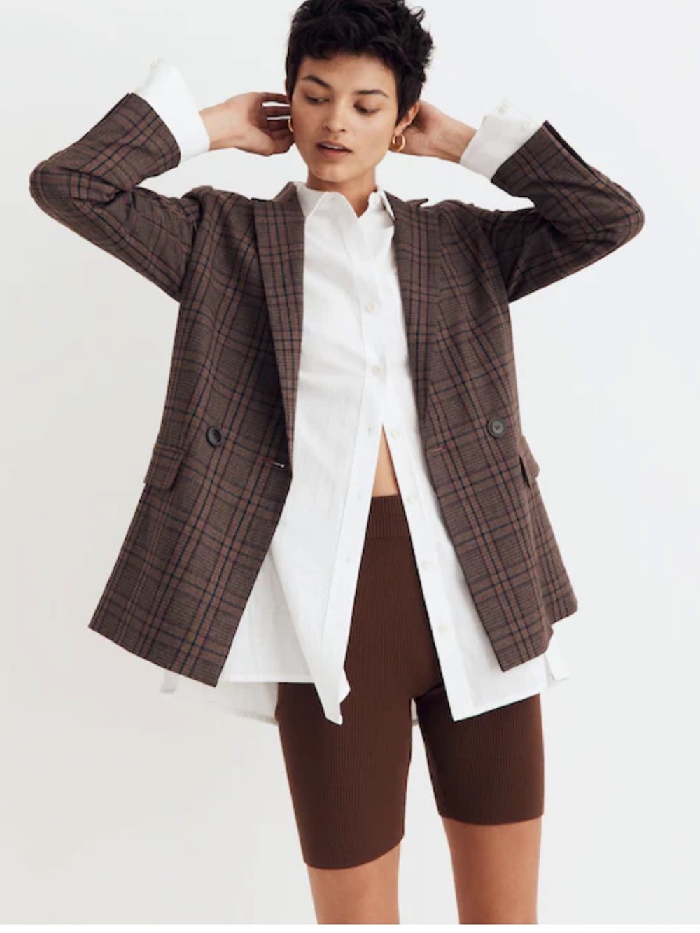 Madewell caldwell double breasted blazer in hedden plaid